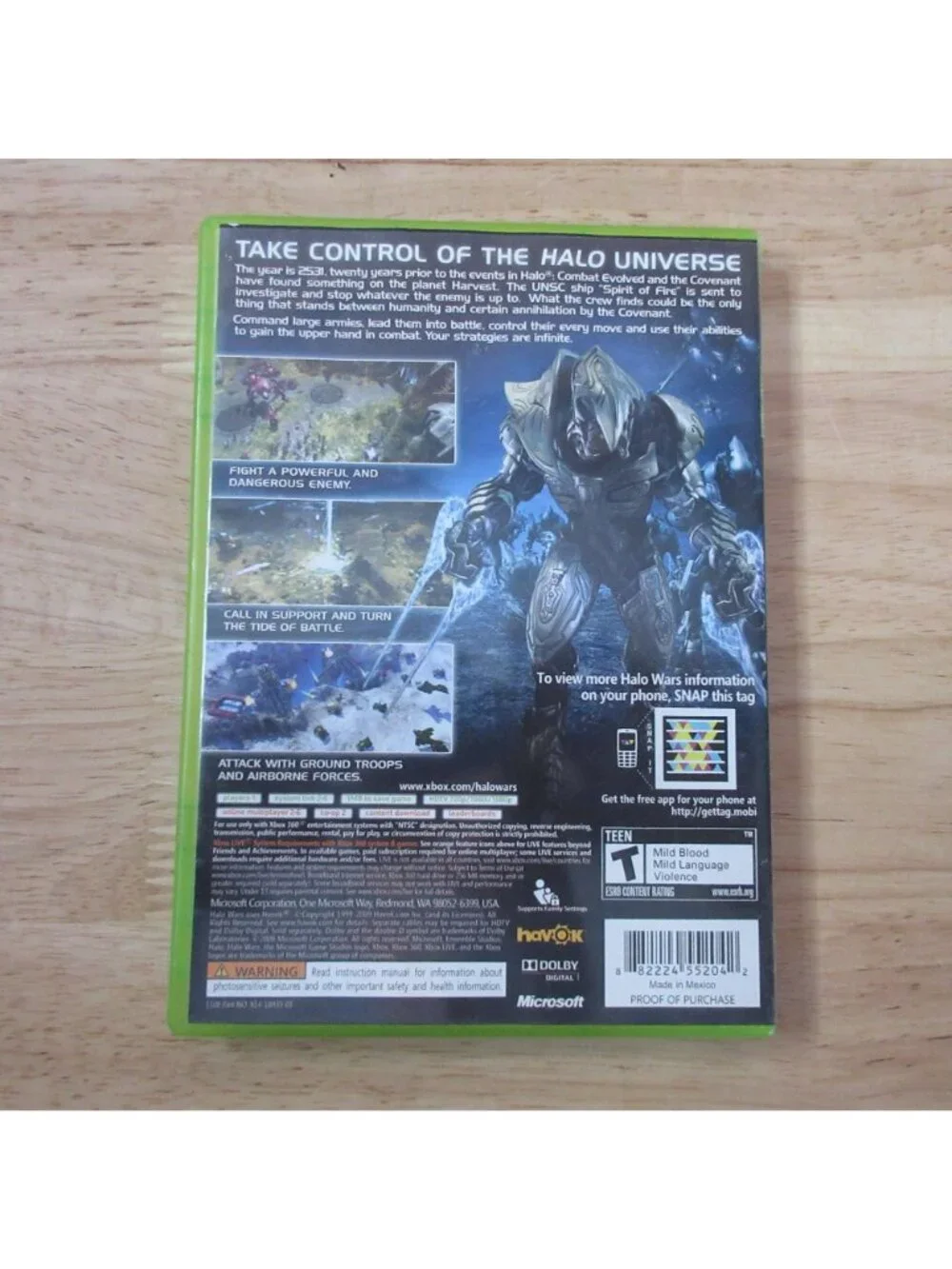 Halo Wars (Microsoft Xbox 360, 2009) Complete with Manual